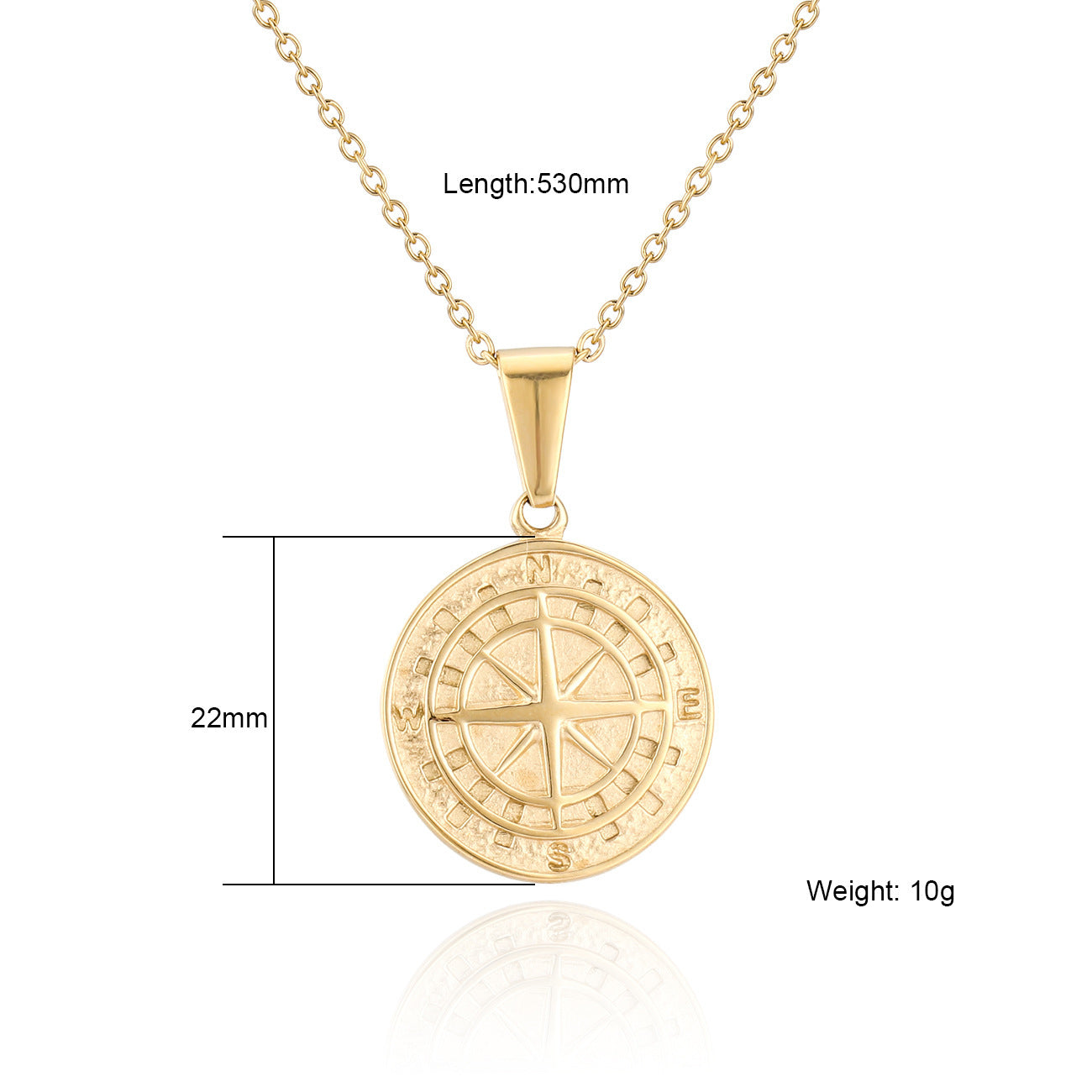 European And American Stainless Steel Compass Pendant Necklace