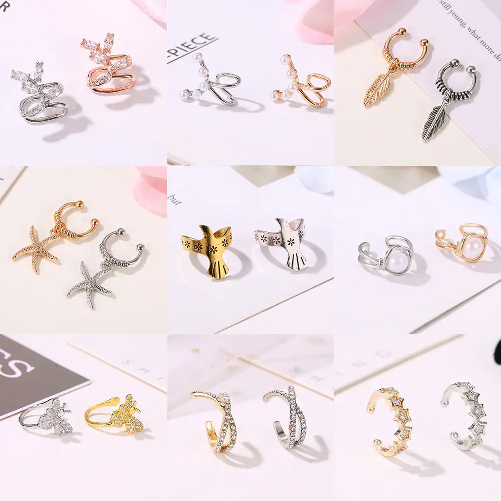 Retro Minimalist Leaf Ear Cuff Earrings for Non-Pierced