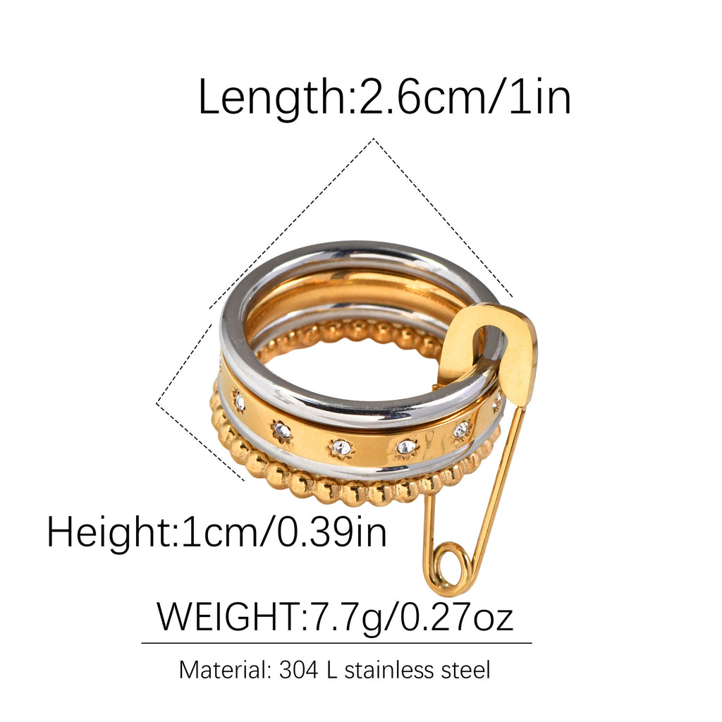 Trendy Personality Multi-layer Color Matching Diamond Ring 18K Gold Plating