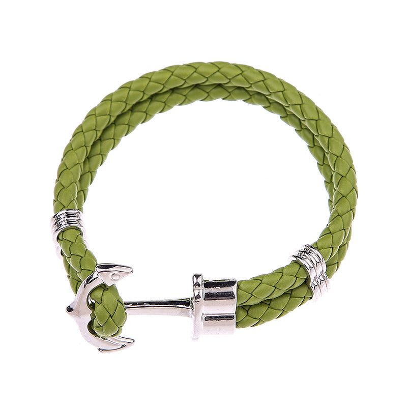 Men's Anchor Leather Rope Bracelet Couple Bracelet