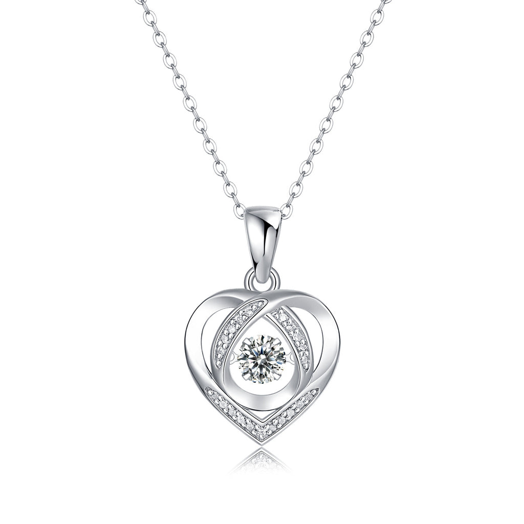 Heart To Have Your Luxurious Fashion Diamond Pendant Necklace Set With Mosan Diamond Silver Ornaments