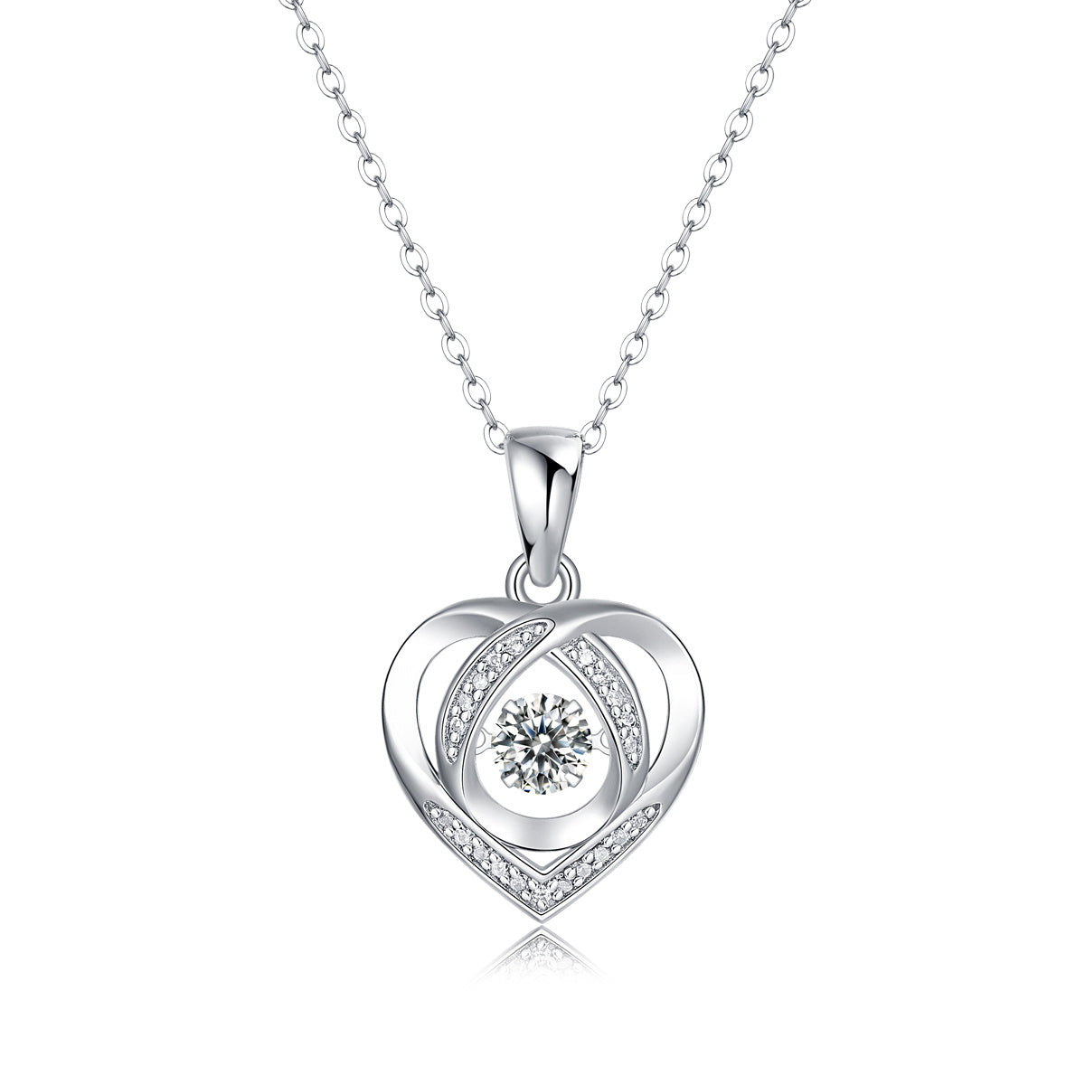 Heart To Have Your Luxurious Fashion Diamond Pendant Necklace Set With Mosan Diamond Silver Ornaments