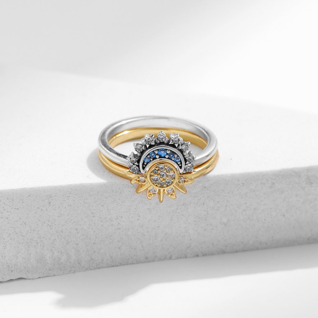 Twin Wind Sun Moon 925 Sterling Silver Ring Women Index Finger Ring High Sense