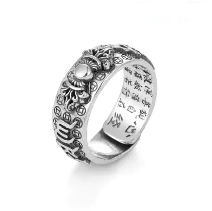 99 Pure Silver Zhaocai Pixiu Men's Heart Ring