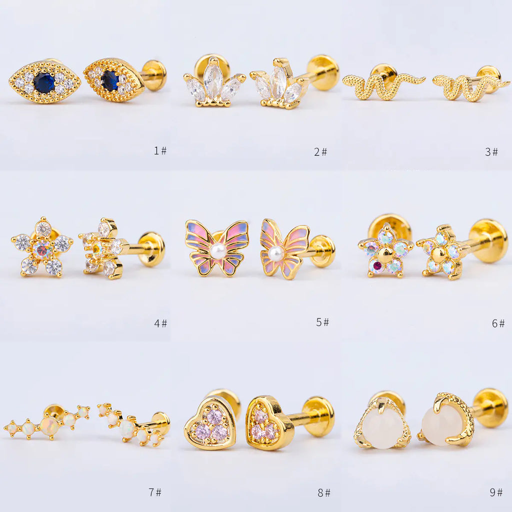 Colorful Titanium Steel Lip Studs with Crown Design