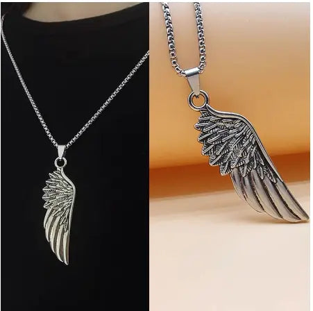 Glow-in-the-Dark Angel Wing Necklace with Layers