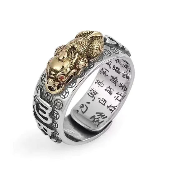 99 Pure Silver Zhaocai Pixiu Men's Heart Ring