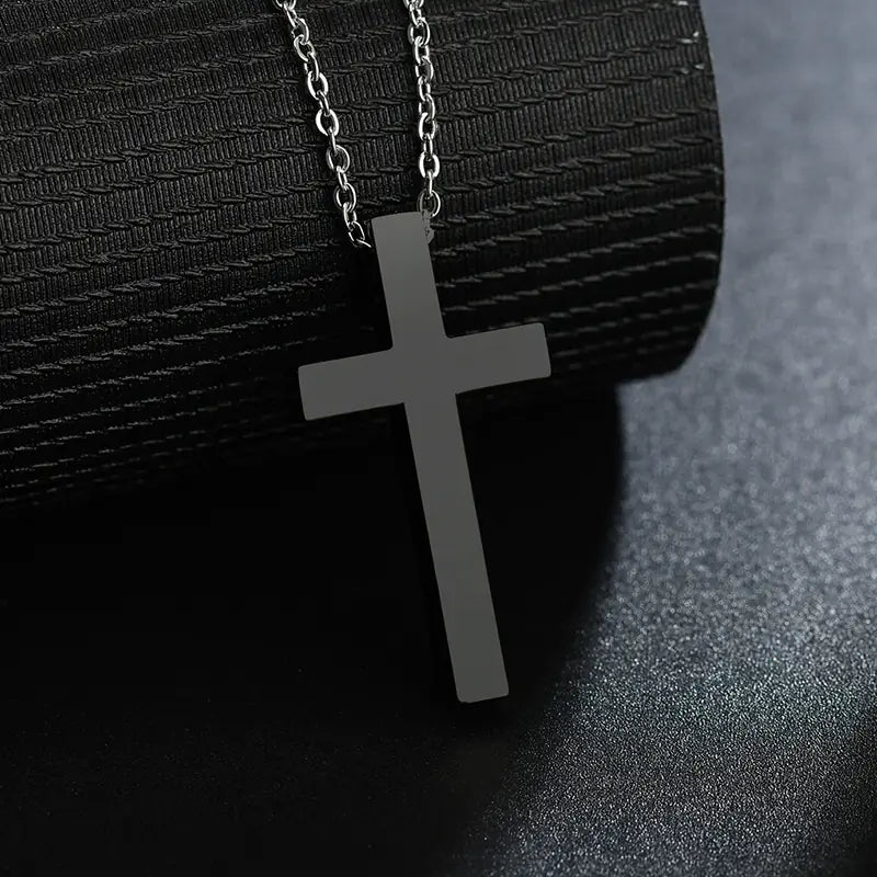 Stainless Steel Cross Necklace with Custom Engraving