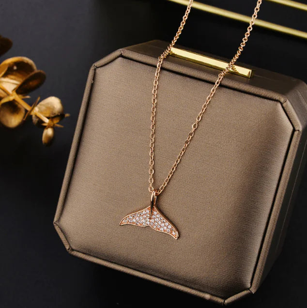 Fashionable Mermaid Titanium Steel Dolphin Necklace