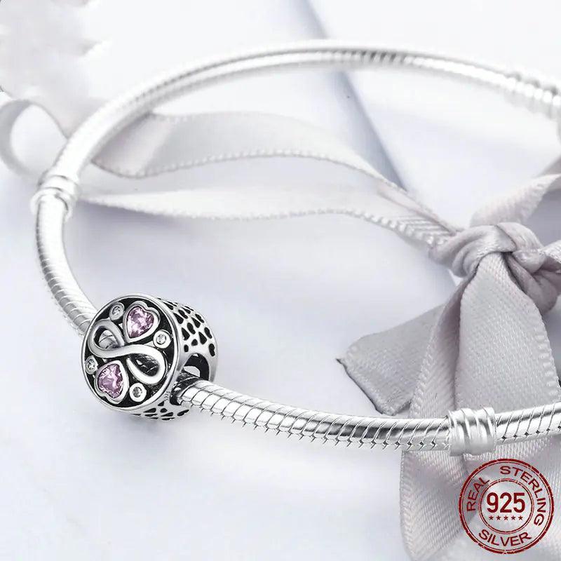 S925 Sterling Silver Heart Charm Necklace and Bracelet