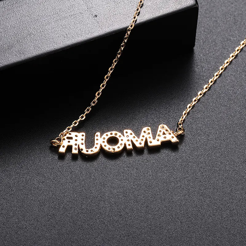 AMOUR Letter Collarbone Necklace with Zirconia