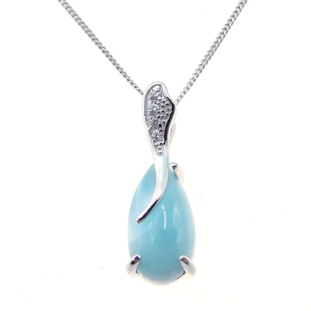 S925 Silver Natural Sea Pattern Stone Pendant Necklace