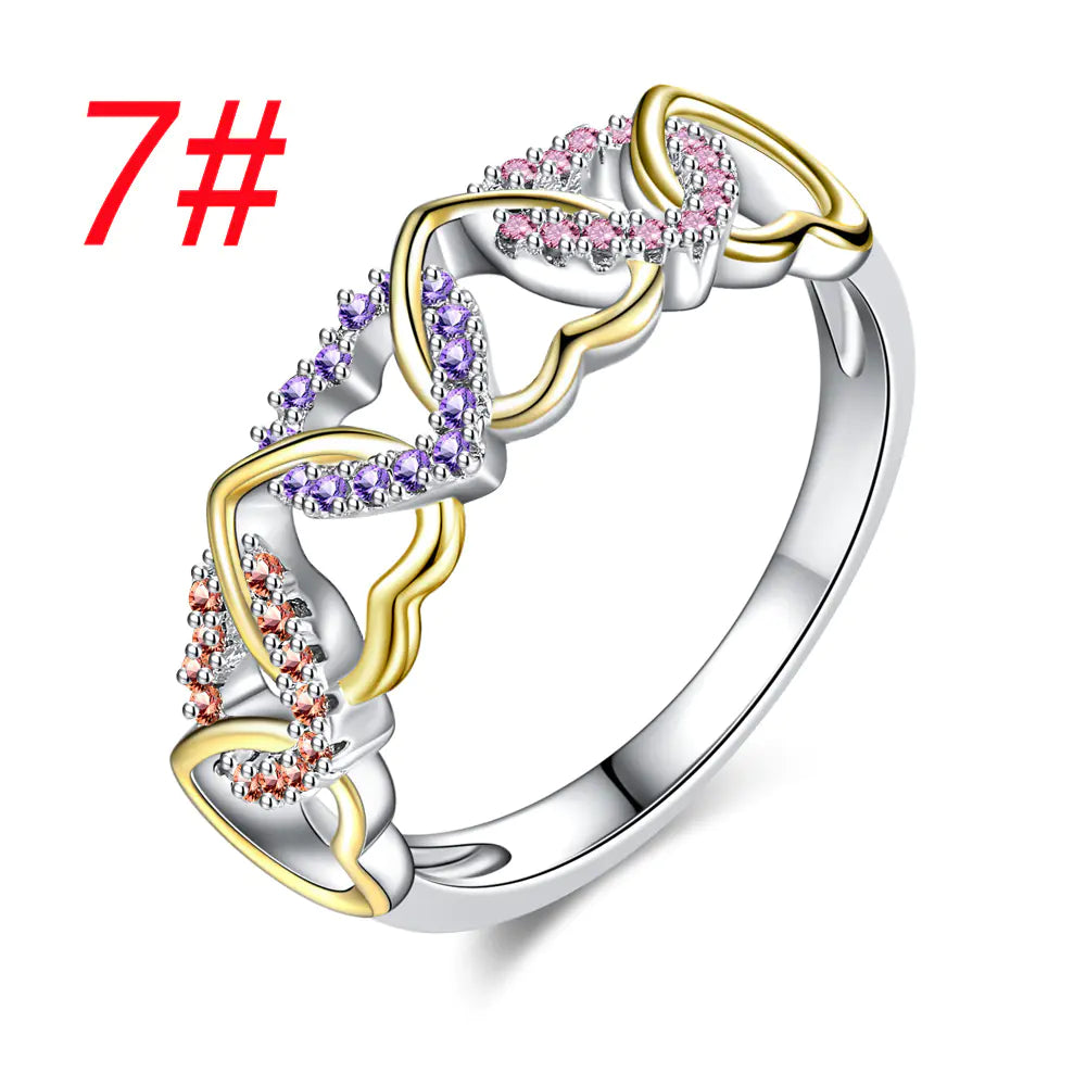 Trendy Two-Color Heart-Shaped Couple Ring (Creative Design)
