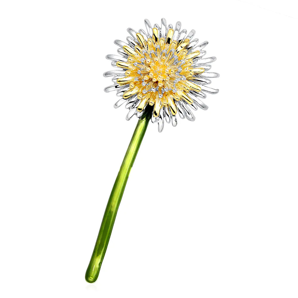 Korean Mini Dandelion Brooch - Gold Plated Pin Accessory