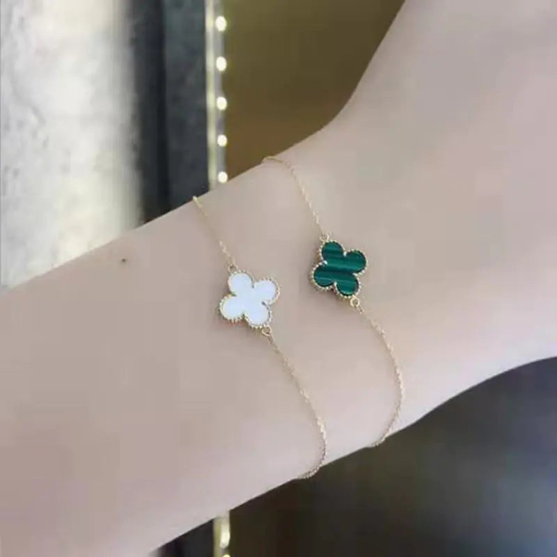 S925 Silver Necklace and Clover Bracelet for Women