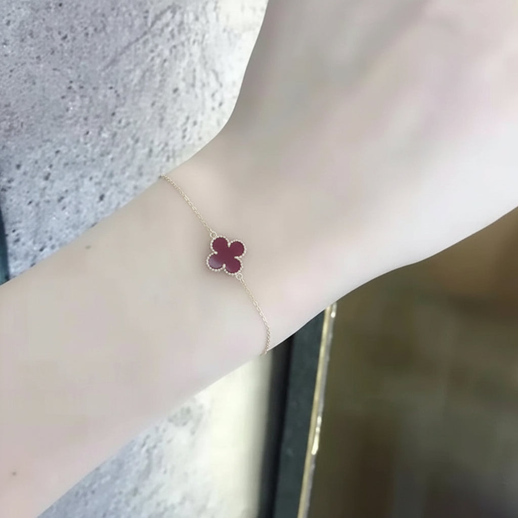 S925 Silver Necklace and Clover Bracelet for Women