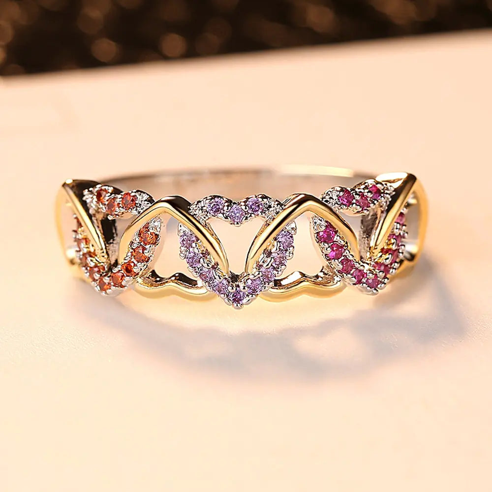Trendy Two-Color Heart-Shaped Couple Ring (Creative Design)