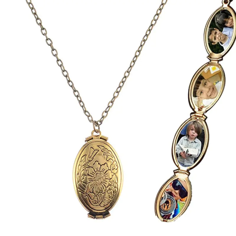 Layered Photo Box Pendant Necklace with Adjustable Design
