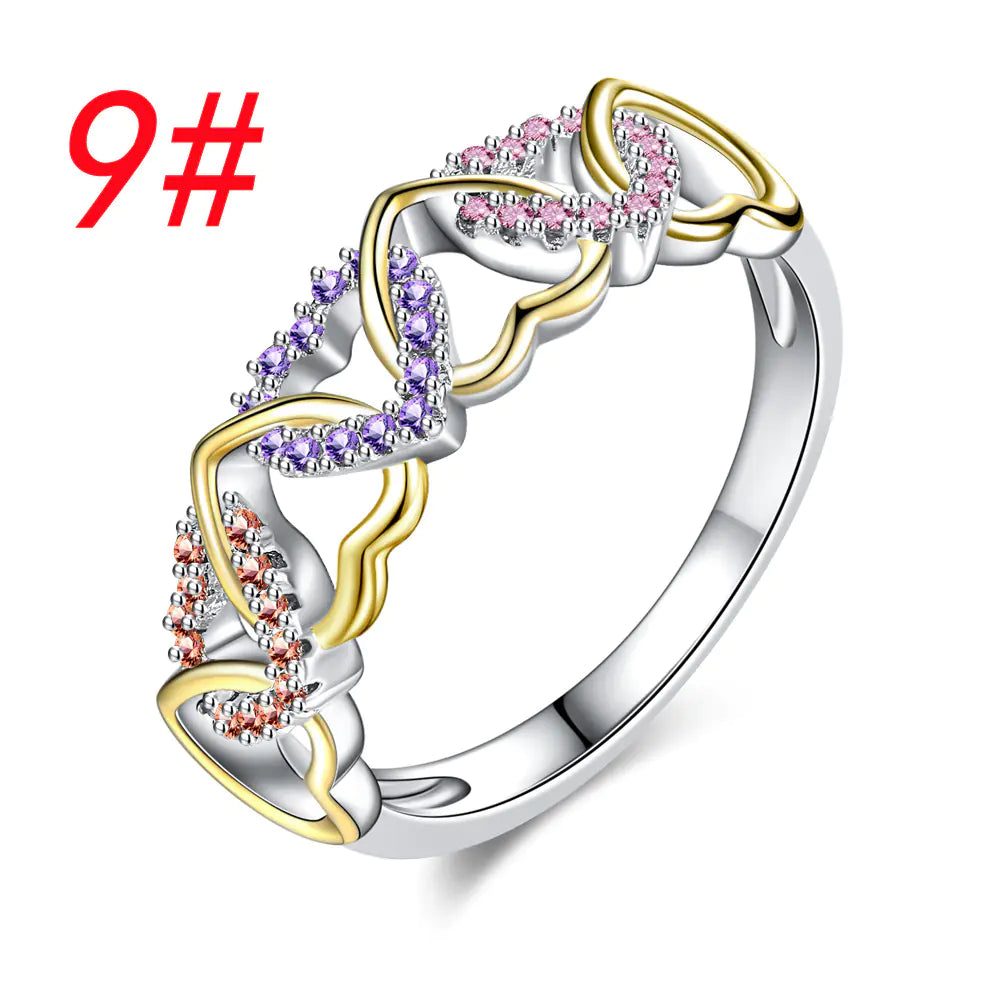 Trendy Two-Color Heart-Shaped Couple Ring (Creative Design)