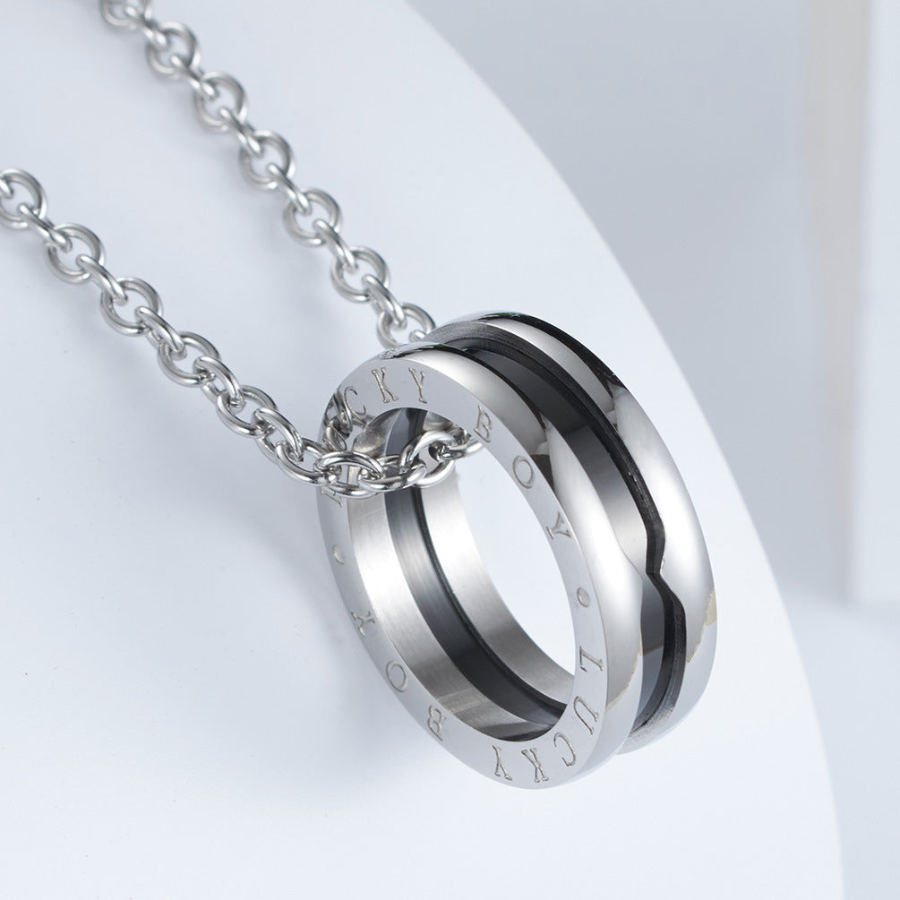 Men's Pendant Ring Necklace 2in1