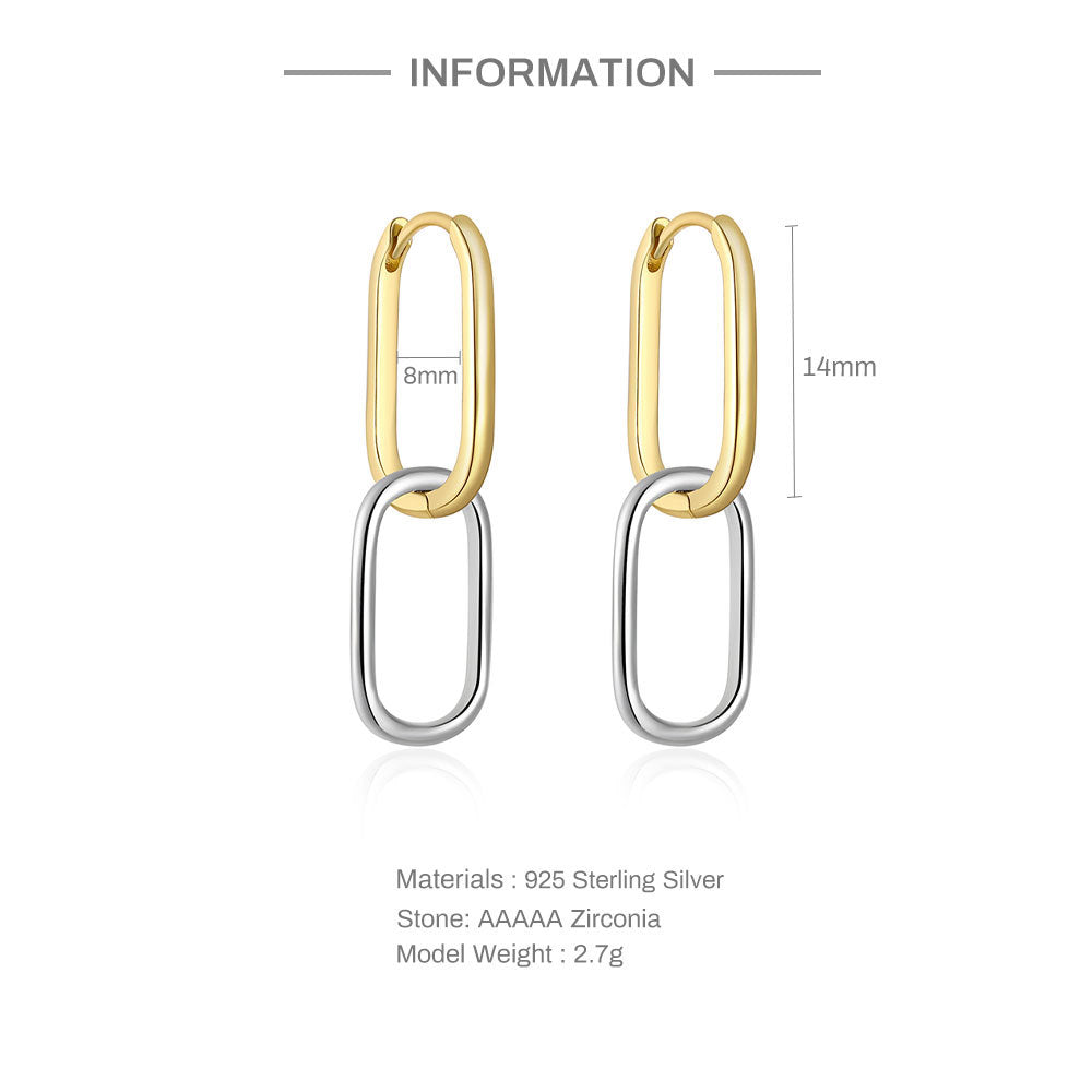 S925 Sterling Silver Color Matching Round U-shaped Earrings