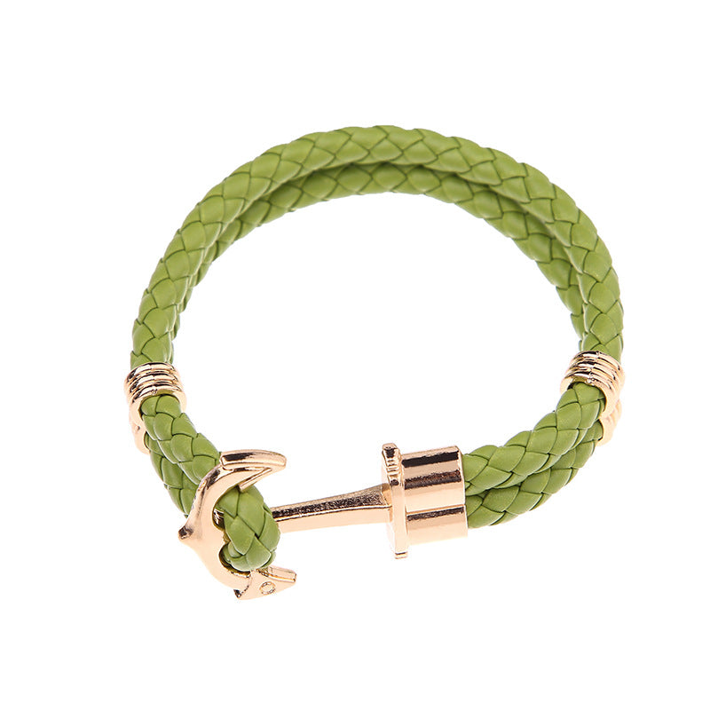 Men's Anchor Leather Rope Bracelet Couple Bracelet