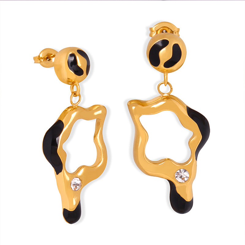 Classic Fashion Titanium Steel Gold Plated Drip French Earrings