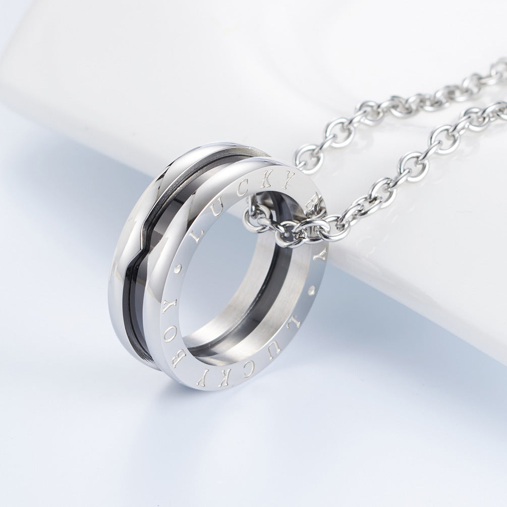 Men's Pendant Ring Necklace 2in1