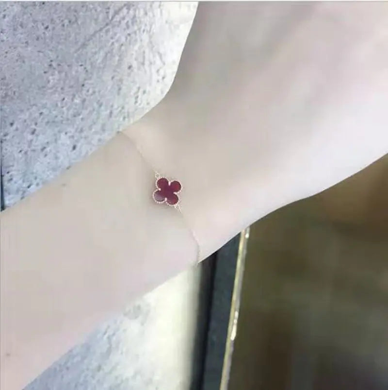 S925 Silver Necklace and Clover Bracelet for Women