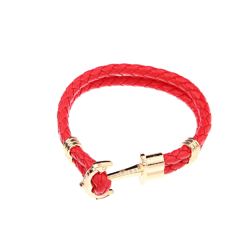 Men's Anchor Leather Rope Bracelet Couple Bracelet