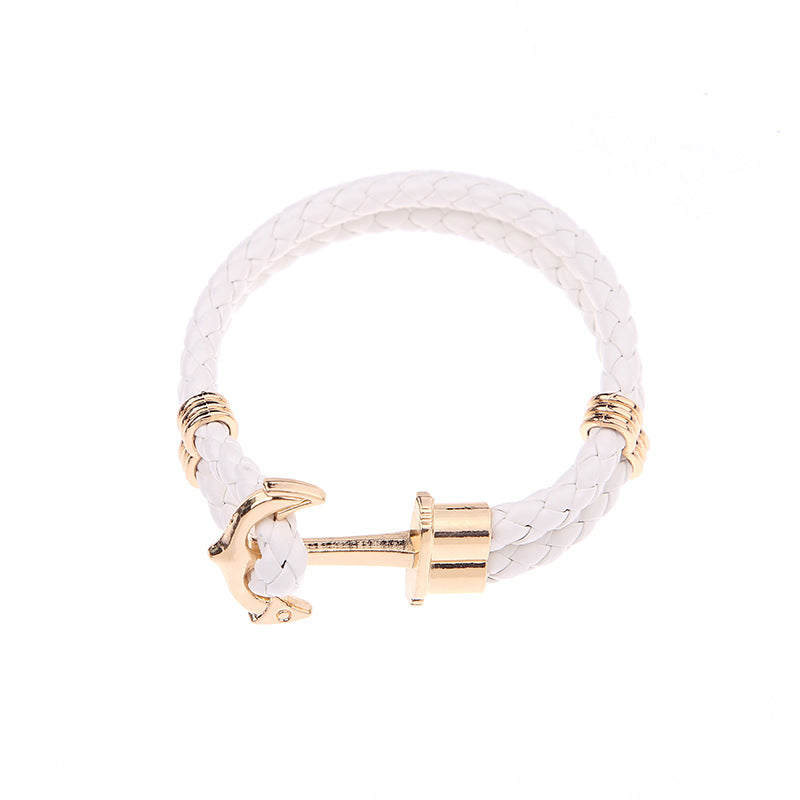 Men's Anchor Leather Rope Bracelet Couple Bracelet