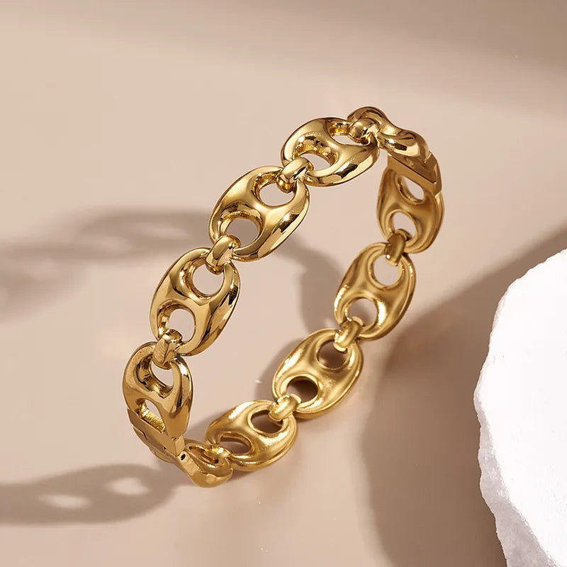 Coffee Bean Chain Bracelet – Gold & Silver Stainless Steel