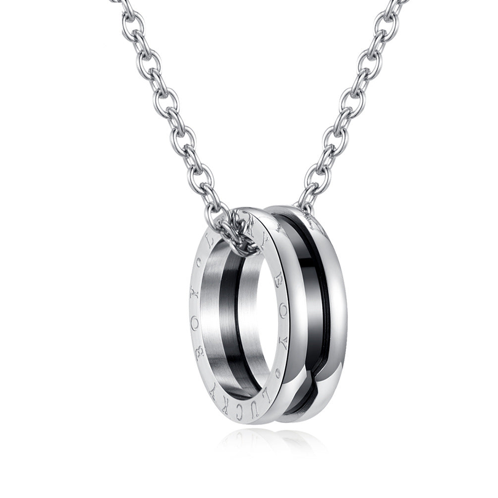 Men's Pendant Ring Necklace 2in1