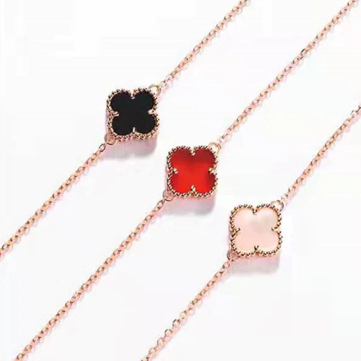 S925 Silver Necklace and Clover Bracelet for Women