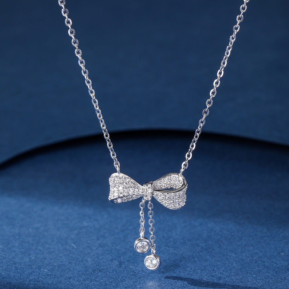 S925 Sterling Silver Bow Light Luxury Clavicle Chain