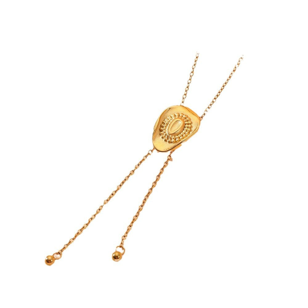 Hat Pendant Sweater Chain Necklace – Titanium Steel Long Chain with Steel Ball Tassel