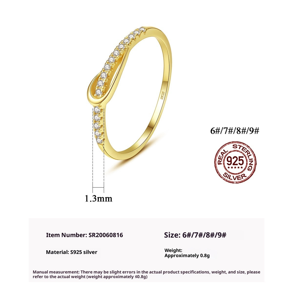 S925 Silver Ring Bow Single Row Diamond OL Simple Fashion