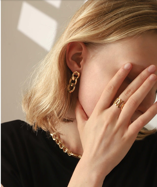 Metal Chain Earrings Circle Female Cold Wind Simple