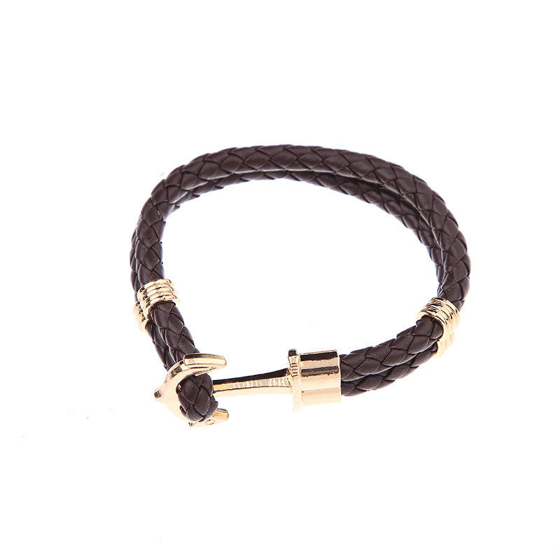 Men's Anchor Leather Rope Bracelet Couple Bracelet