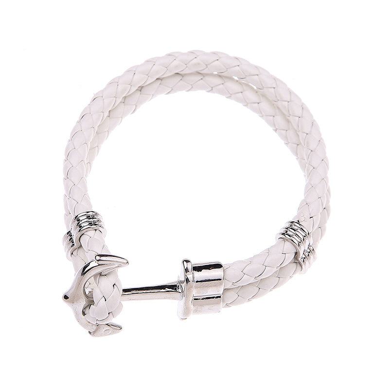Men's Anchor Leather Rope Bracelet Couple Bracelet
