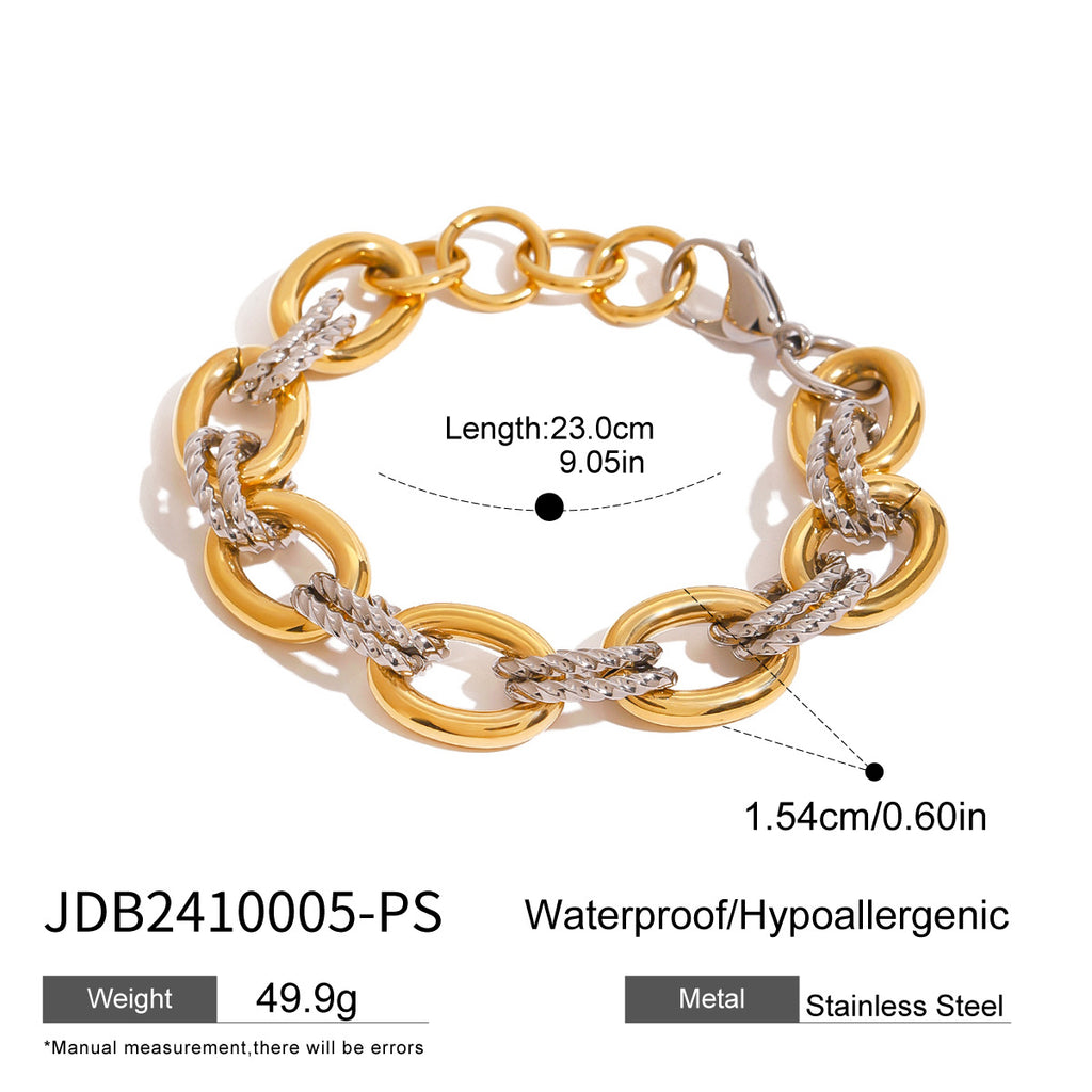 Two-Tone Stainless Steel Bracelet – High-Grade, Color-Matching