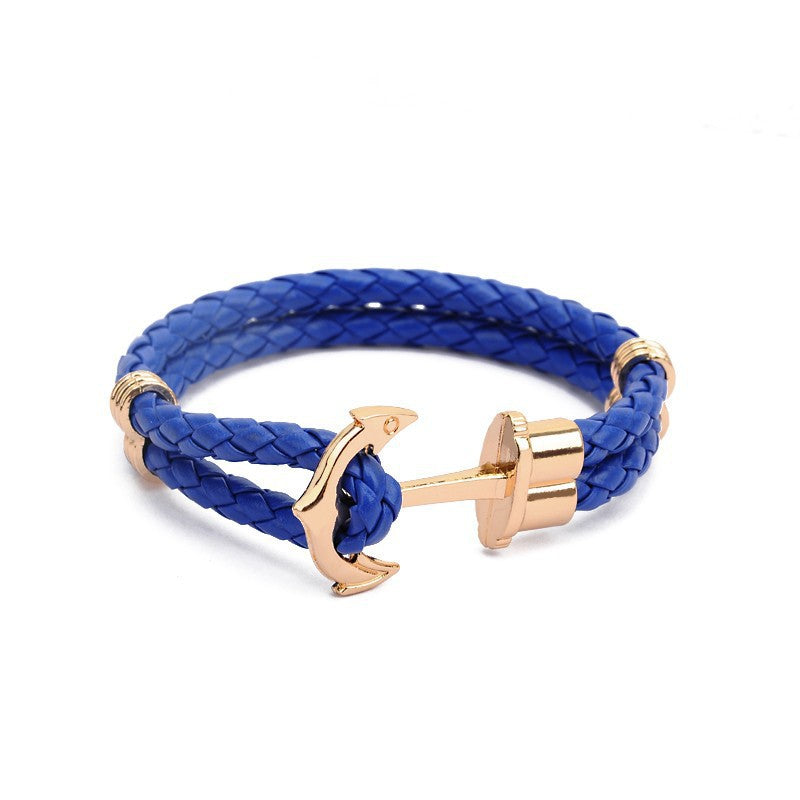 Men's Anchor Leather Rope Bracelet Couple Bracelet