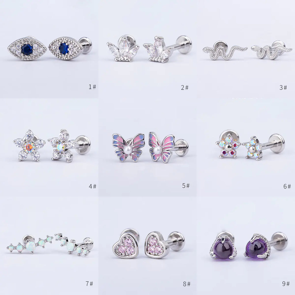 Colorful Titanium Steel Lip Studs with Crown Design