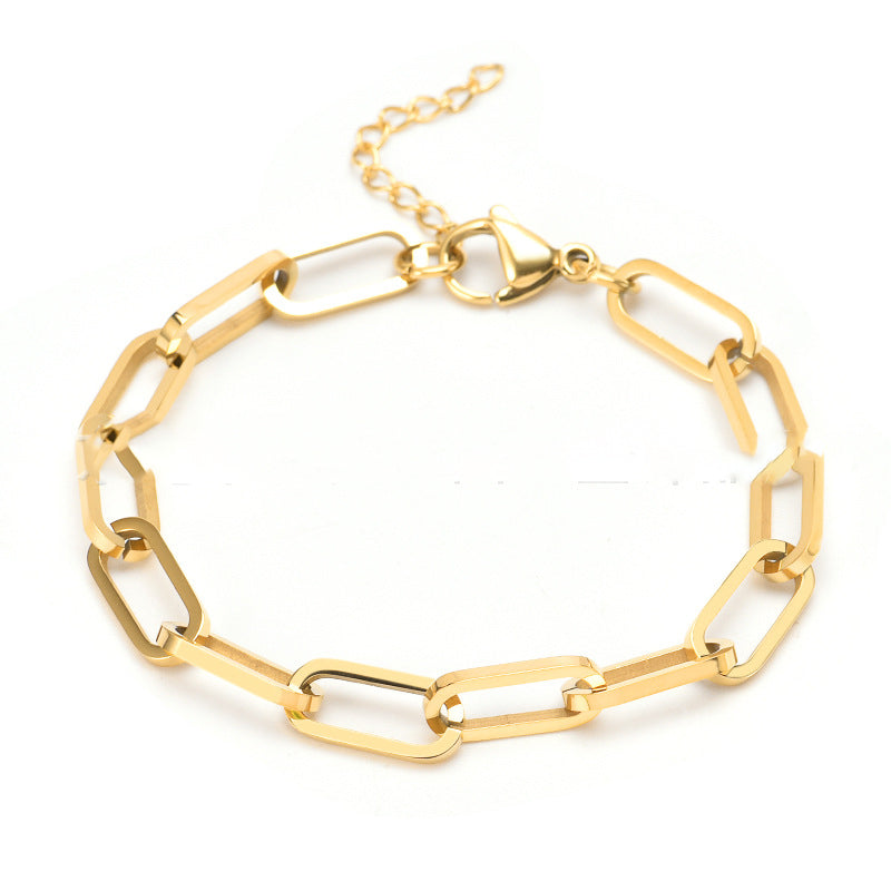 Square Lattice Paperclip Titanium Steel Bracelet