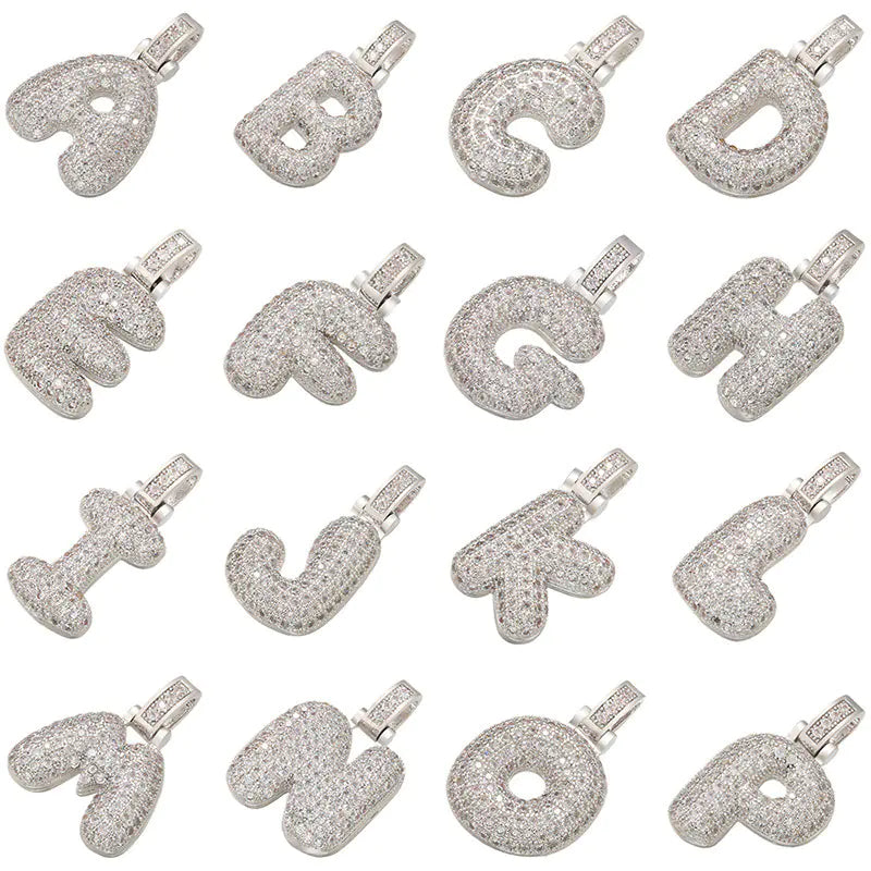 Hip-Hop Copper Zirconia Alphabet Pendant Accessories