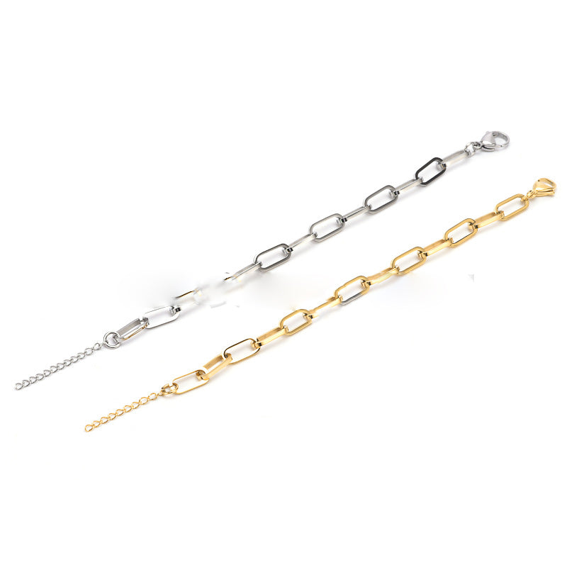 Square Lattice Paperclip Titanium Steel Bracelet