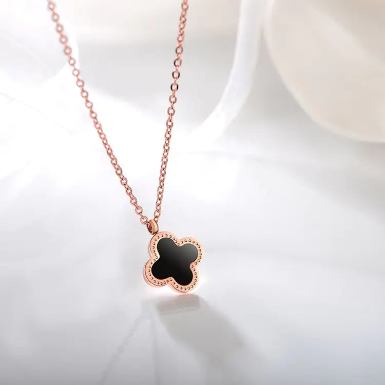 18K Rose Gold Lucky Double-Sided Clover Necklace