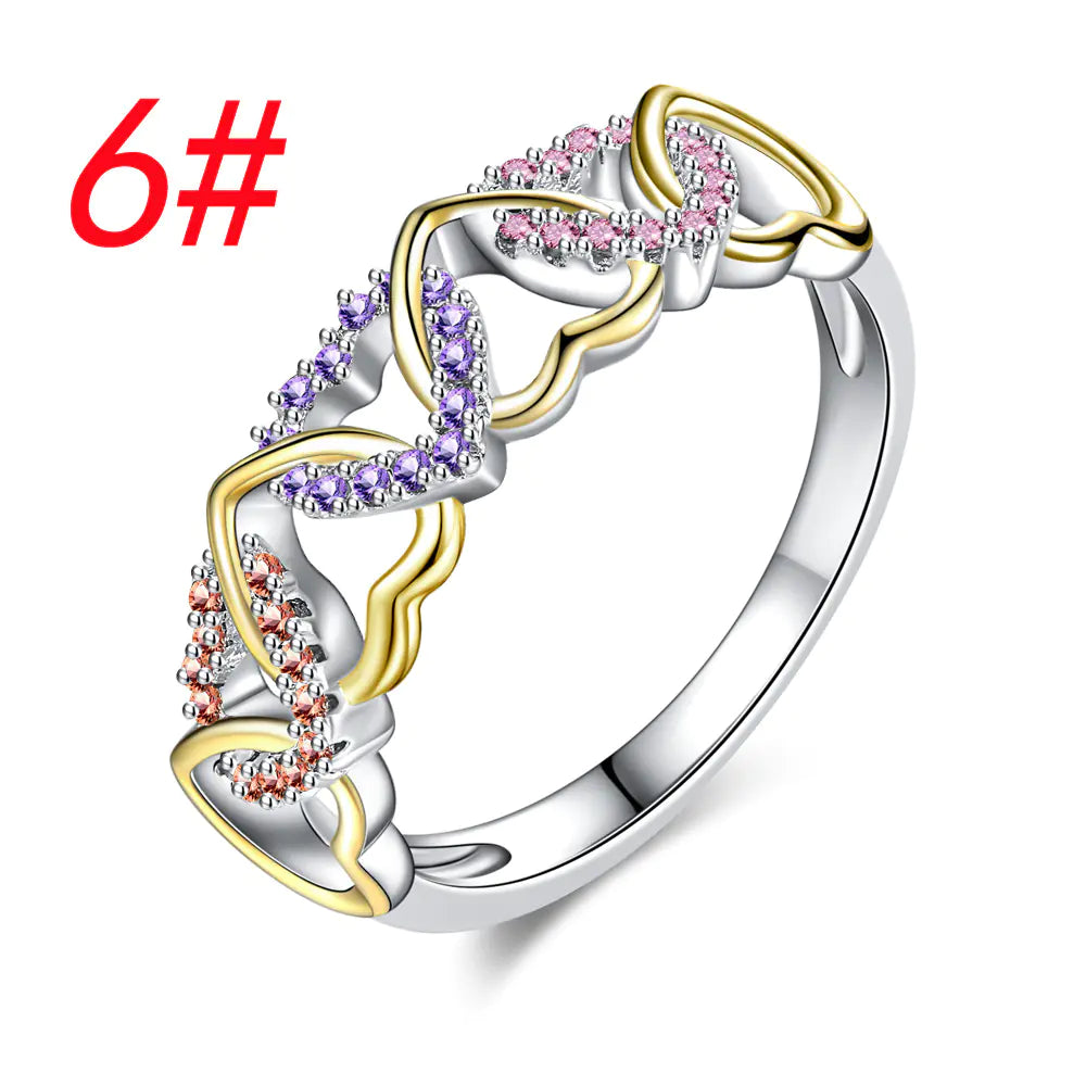 Trendy Two-Color Heart-Shaped Couple Ring (Creative Design)