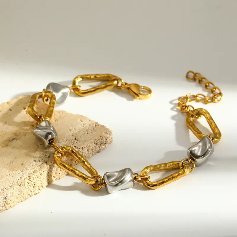 Two-Tone Chunky Chain Bracelet – Gold & Silver Stainless Steel