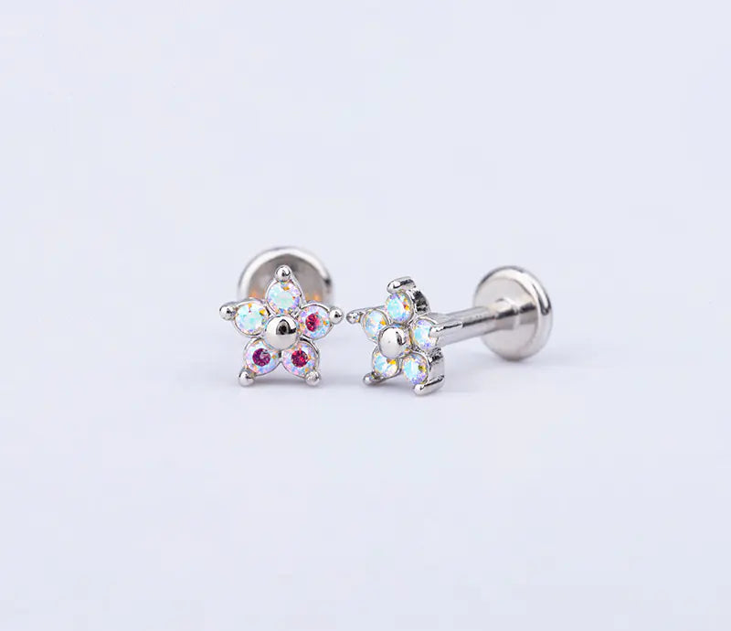 Colorful Titanium Steel Lip Studs with Crown Design